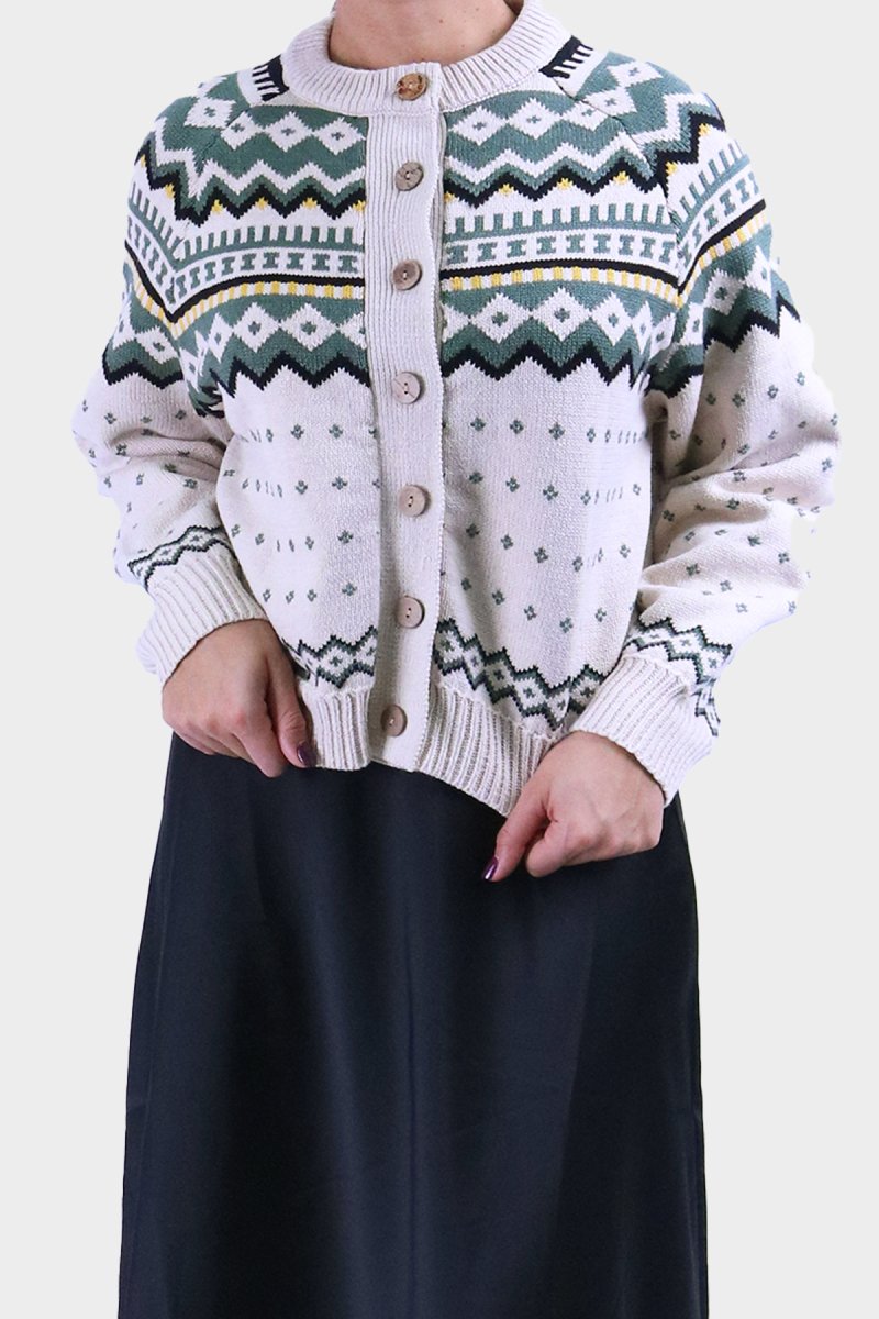 AILANI CARDIGAN (IVORY/GREEN) - Top - Yakira Bella