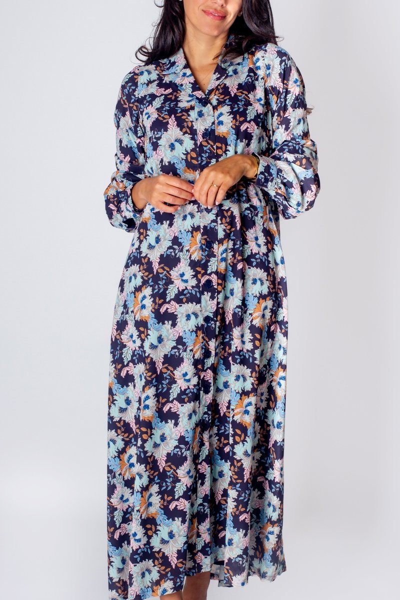 ALINA DRESS (NAVY FLOWER) 49" - Dress - Yakira Bella