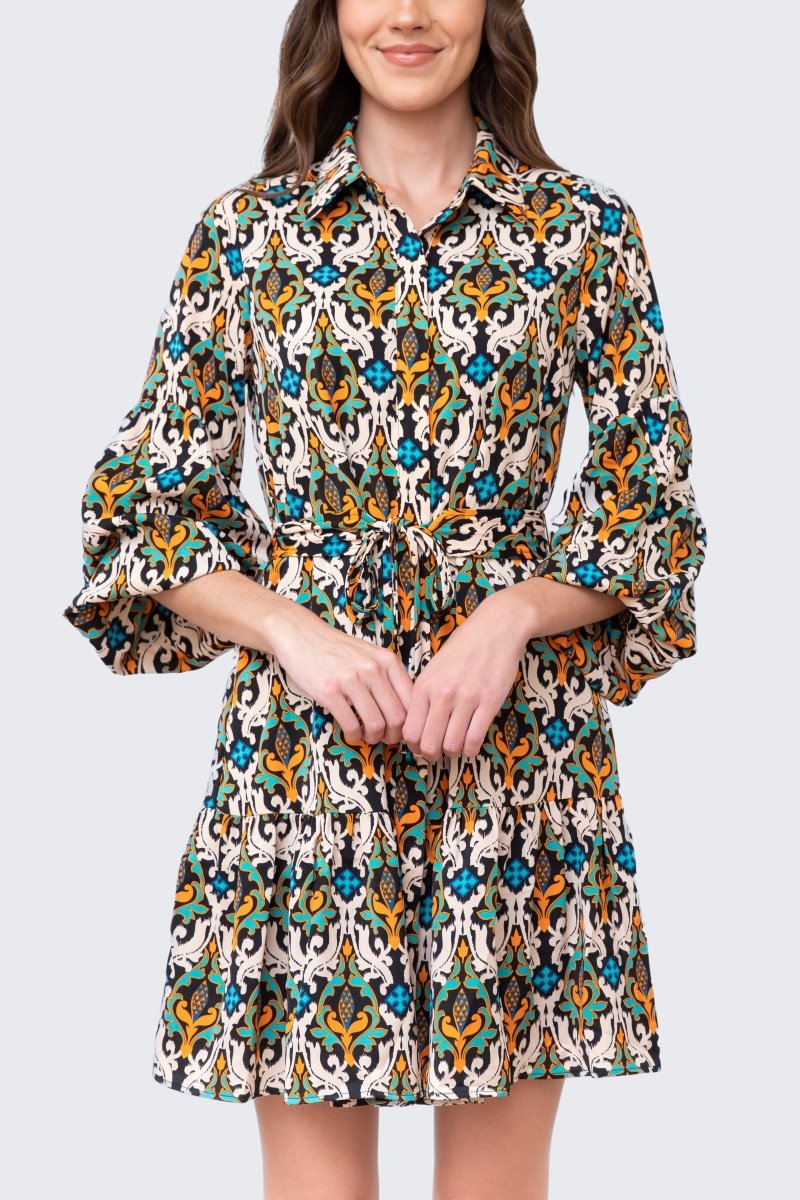 ALLIE DRESS Long Sleeve (BLACK/MULTICOLOR) - Dress - Yakira Bella