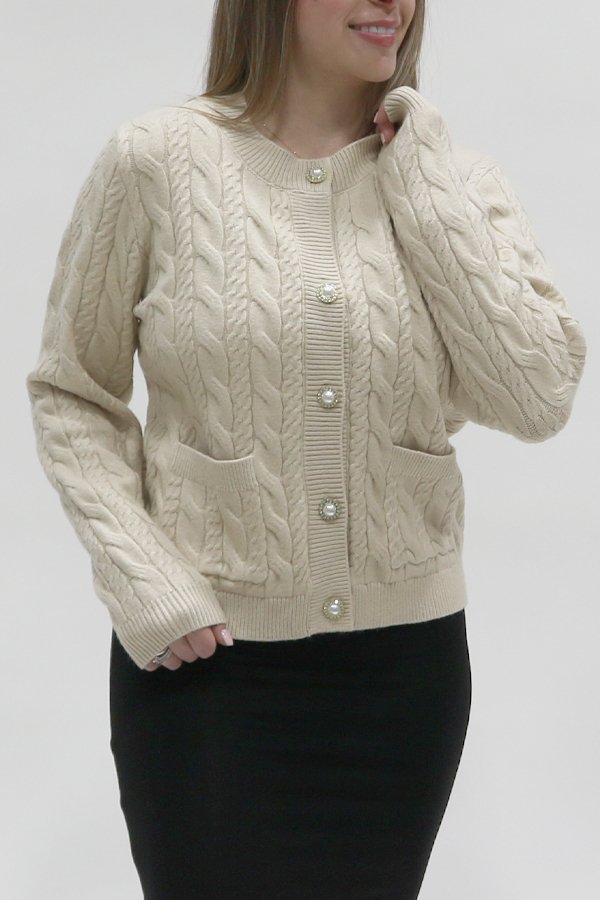 ANN CARDIGAN (KHAKI) - Top - Yakira Bella