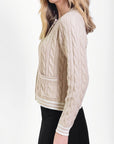 ANN CARDIGAN (KHAKI/IVORY) - Top - Yakira Bella