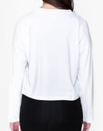 BOXY LONG SLEEVE TEE CROPPED (WHITE) - Top - Yakira Bella