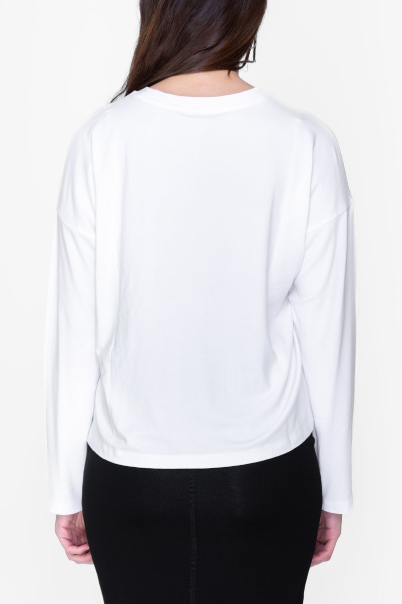 BOXY LONG SLEEVE TEE (WHITE) - Top - Yakira Bella