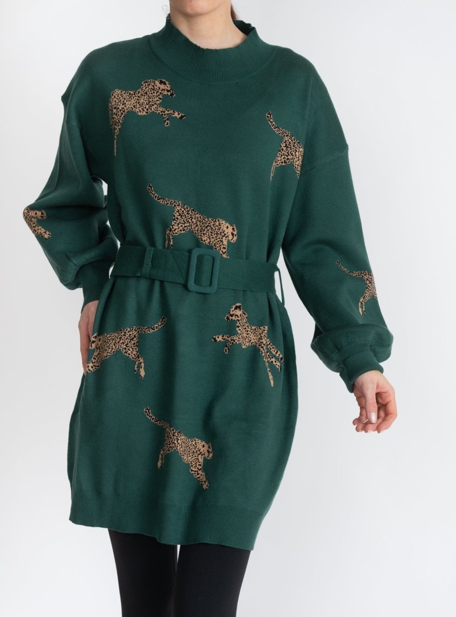 CHEETAH DRESS (Green) - Dress - Yakira Bella