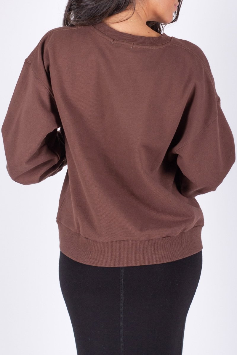 CREWNECK SWEATSHIRT (DARK BROWN) - Top - Yakira Bella