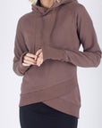 CROSSOVER HEM HOODIE (BROWN) - Top - Yakira Bella