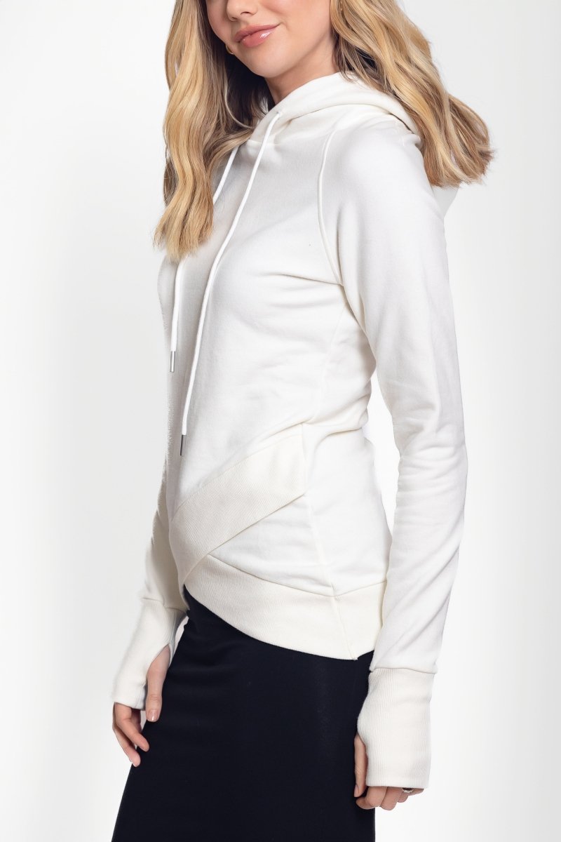 CROSSOVER HEM HOODIE (IVORY) - Top - Yakira Bella