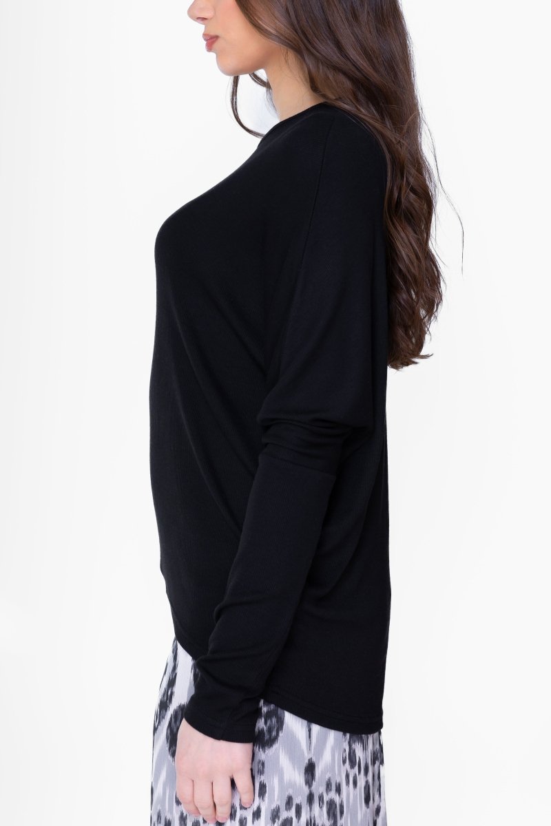 DOLMAN RIBBED CREW (BLACK) - Top - Yakira Bella