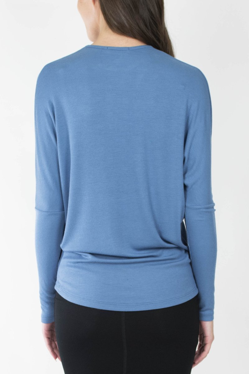 DOLMAN RIBBED CREW (DENIM) - Top - Yakira Bella