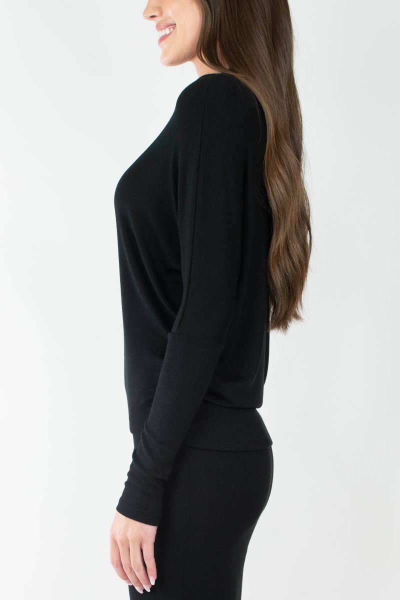 DOLMAN RIBBED V (BLACK) - Top - Yakira Bella