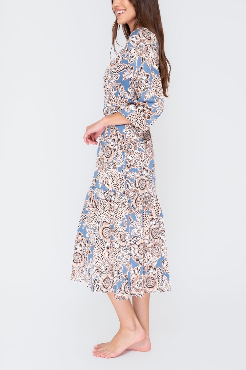 GWENYTH DRESS (Blue/Patchwork) - Dress - Yakira Bella