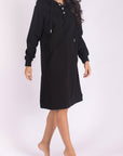 HOODIE DRESS 38" (BLACK) - Dress - Yakira Bella