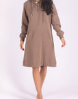 HOODIE DRESS 38" (BROWN) - Dress - Yakira Bella