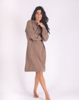 HOODIE DRESS 38" (BROWN) - Dress - Yakira Bella