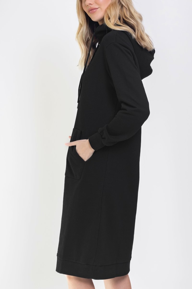 HOODIE DRESS 42" (BLACK) - Dress - Yakira Bella