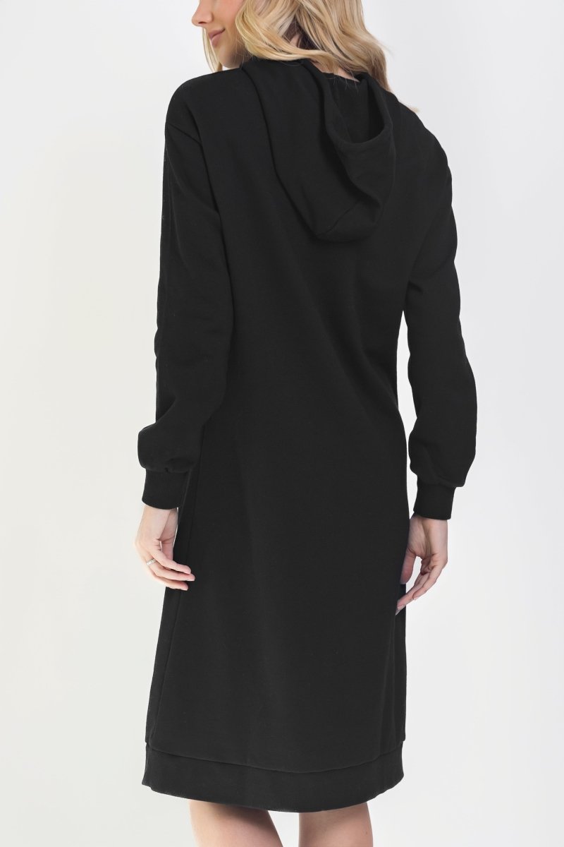 HOODIE DRESS 42" (BLACK) - Dress - Yakira Bella