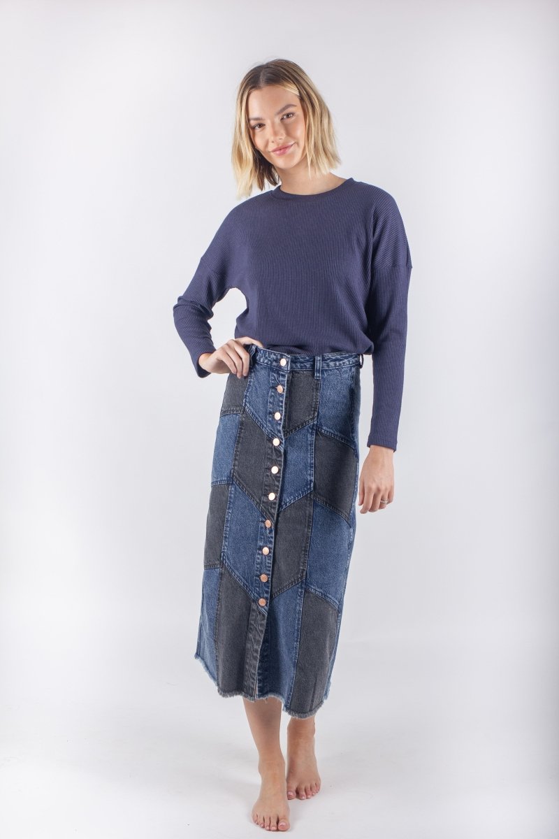 KIMBERLY SKIRT (BLUE/BLACK) - Skirt - Yakira Bella