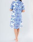 LAILA DRESS (WHITE/BLUE) 38" - Dress - Yakira Bella