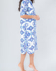 LAILA DRESS (WHITE/BLUE) 41" - Dress - Yakira Bella