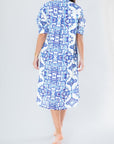 LAILA DRESS (WHITE/BLUE) 41" - Dress - Yakira Bella