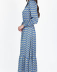 LEXI DRESS (BLUE PATTERN/PURPLE) - Dress - Yakira Bella