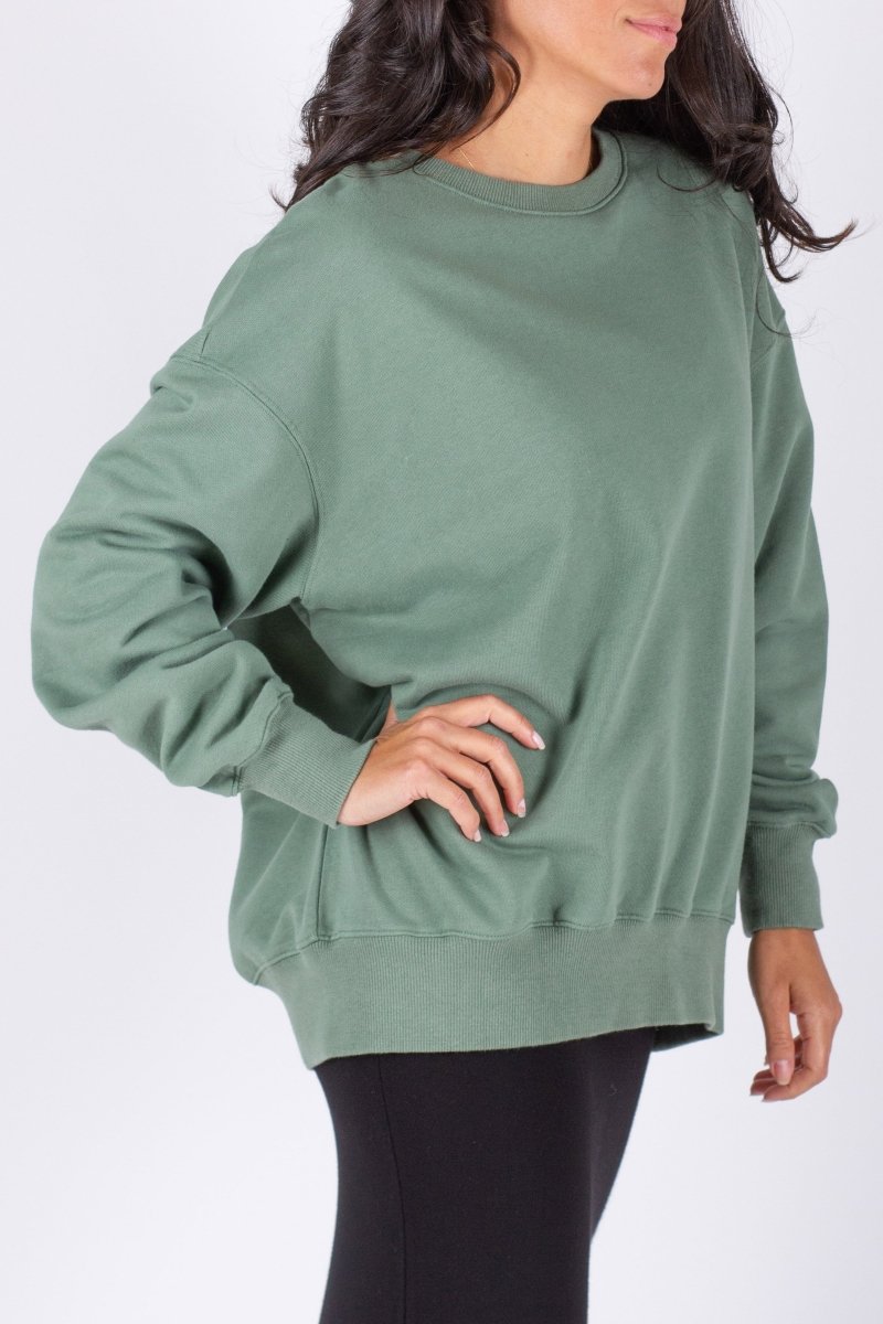 OVERSIZED CREWNECK SWEATSHIRT (GREEN) - Top - Yakira Bella