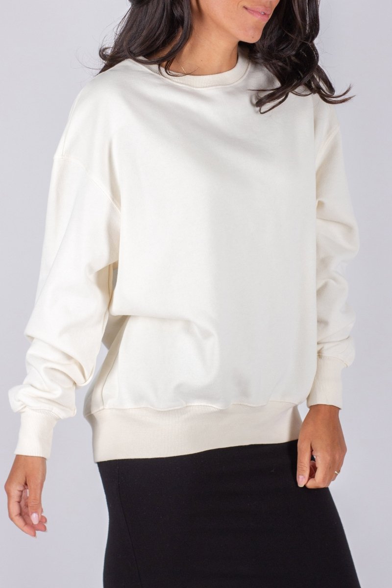 OVERSIZED CREWNECK SWEATSHIRT (IVORY) - Top - Yakira Bella