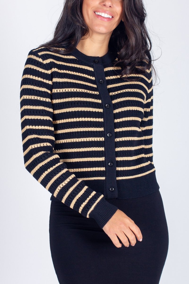 PAIGE CARDIGAN (BLACK/KHAKI) - Top - Yakira Bella