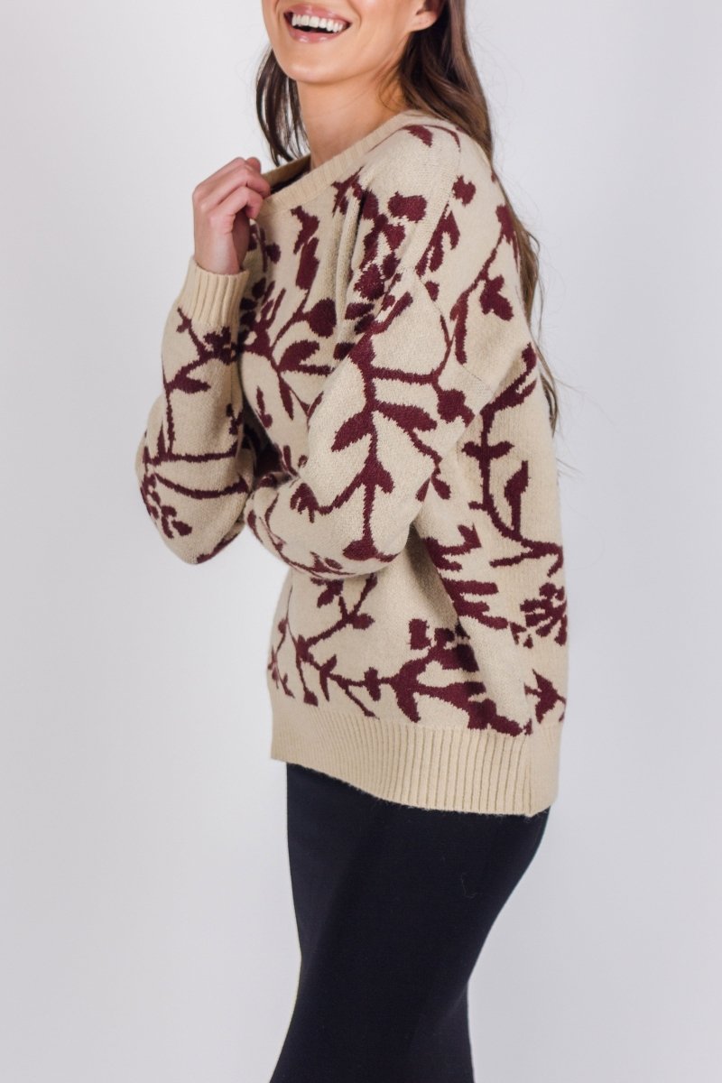 PULLOVER SWEATER (BROWN PATTERN) - Top - Yakira Bella