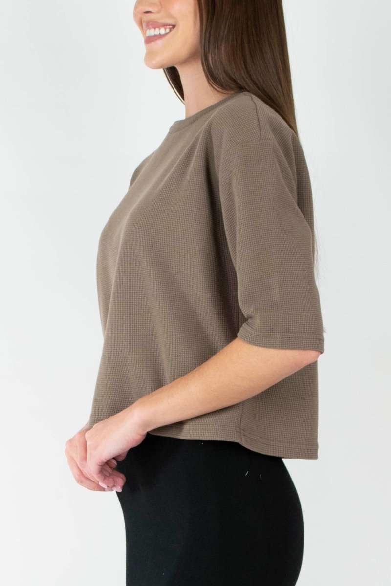 REMI TEE WAFFLE KNIT (BROWN) - Top - Yakira Bella