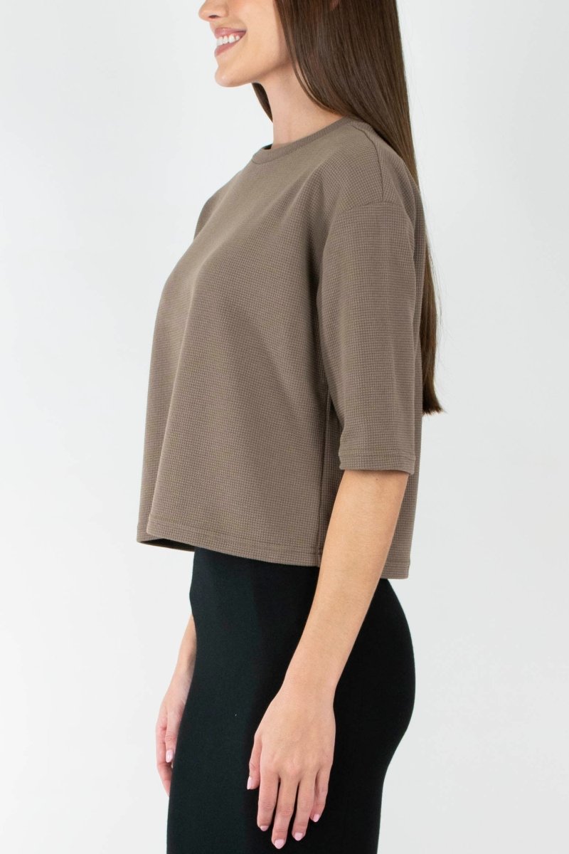 REMI TEE WAFFLE KNIT (BROWN) - Top - Yakira Bella