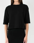 REMI TEE WAFFLE KNIT (JET BLACK) - Top - Yakira Bella