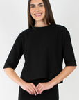 REMI TEE WAFFLE KNIT (JET BLACK) - Top - Yakira Bella