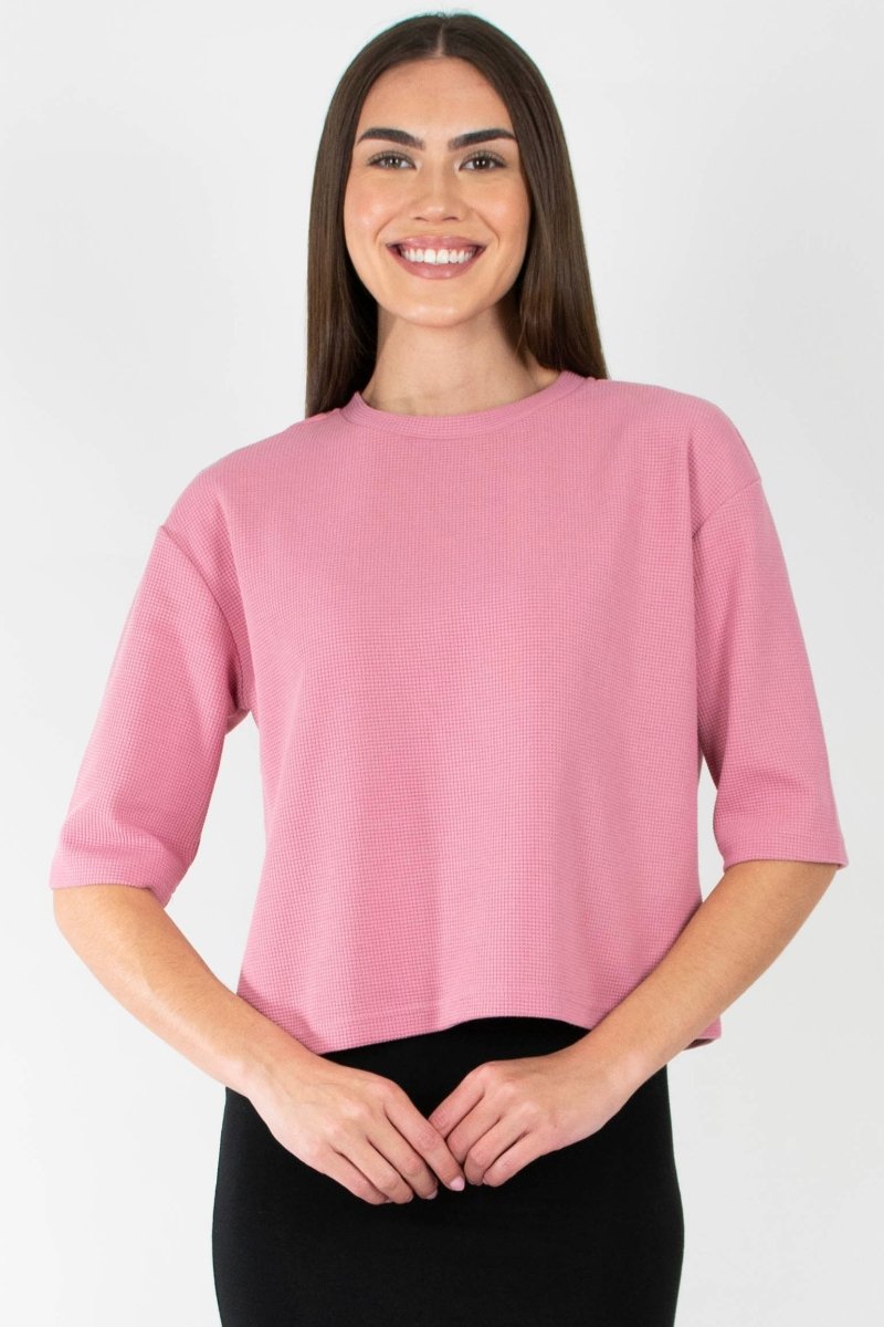 REMI TEE WAFFLE KNIT (PINK BLUSH) - Top - Yakira Bella