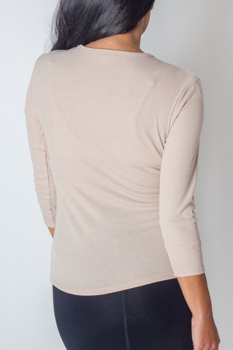 ROMI TEE 3/4 SLEEVE (BEIGE) - Top - Yakira Bella