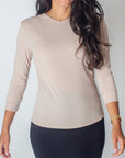 ROMI TEE 3/4 SLEEVE (BEIGE) - Top - Yakira Bella