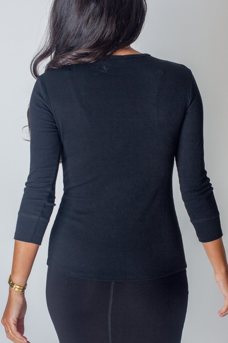 ROMI TEE 3/4 SLEEVE (BLACK) - Top - Yakira Bella