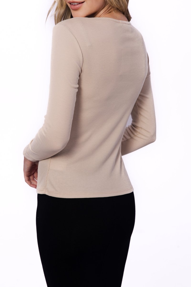 ROMI TOP LONG SLEEVE (BEIGE) - Top - Yakira Bella