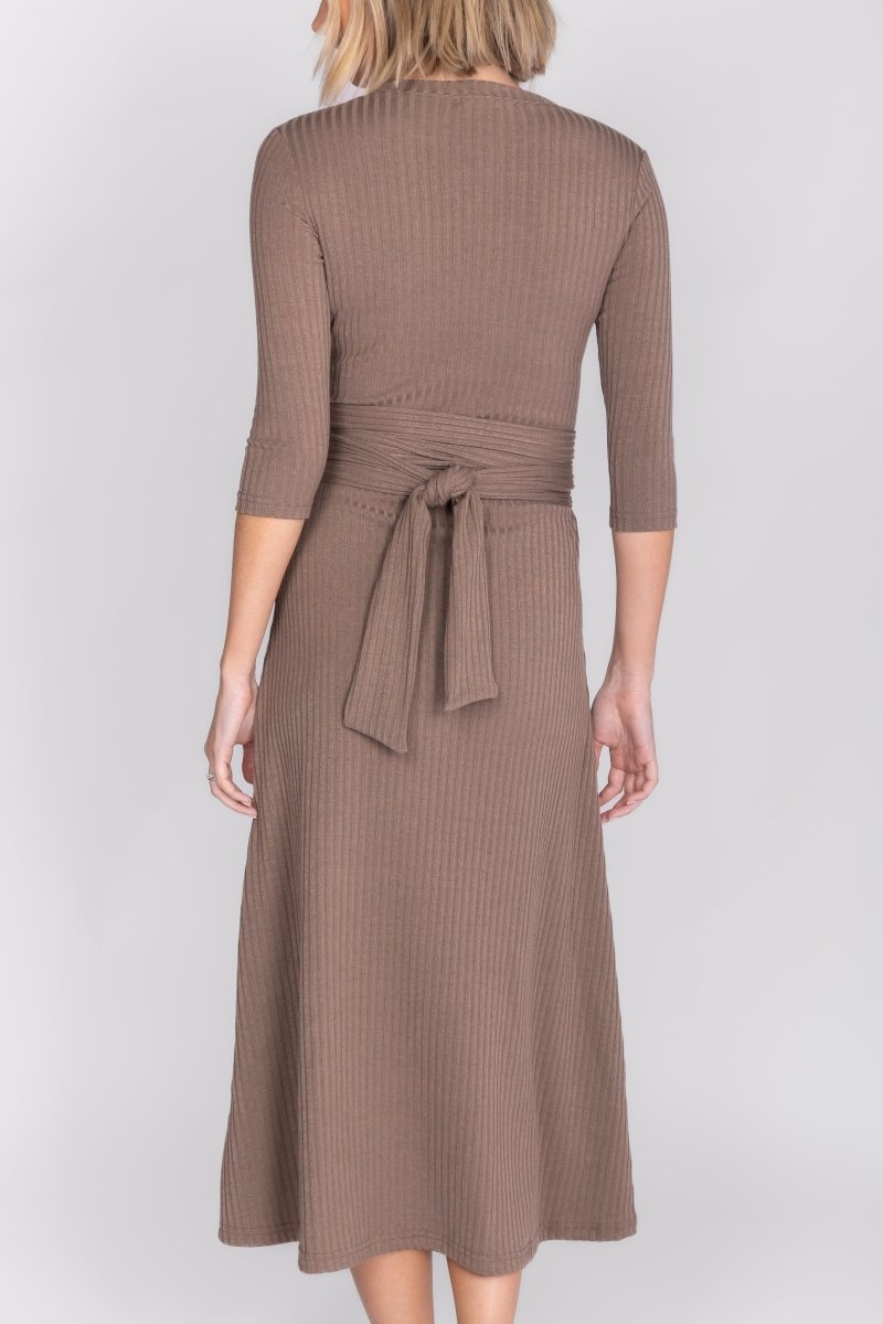 SARAH DRESS 3/4 SLEEVES (MOCHA) - Dress - Yakira Bella