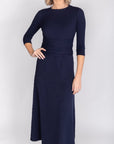 SARAH DRESS 3/4 SLEEVES (NAVY) - Dress - Yakira Bella