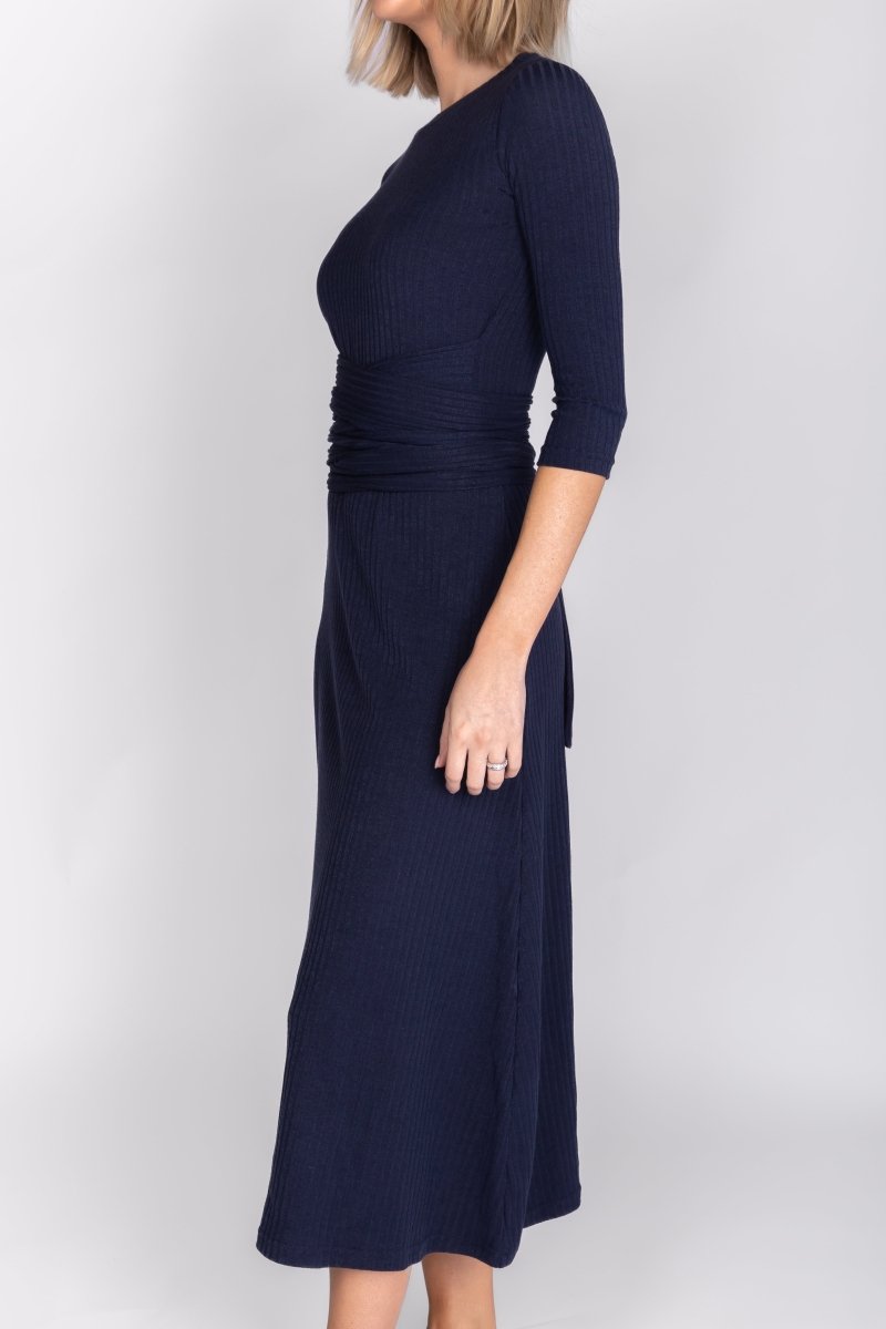 SARAH DRESS 3/4 SLEEVES (NAVY) - Dress - Yakira Bella