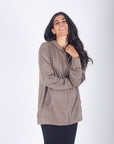 ZIP - UP CARDIGAN (BROWN) - Top - Yakira Bella