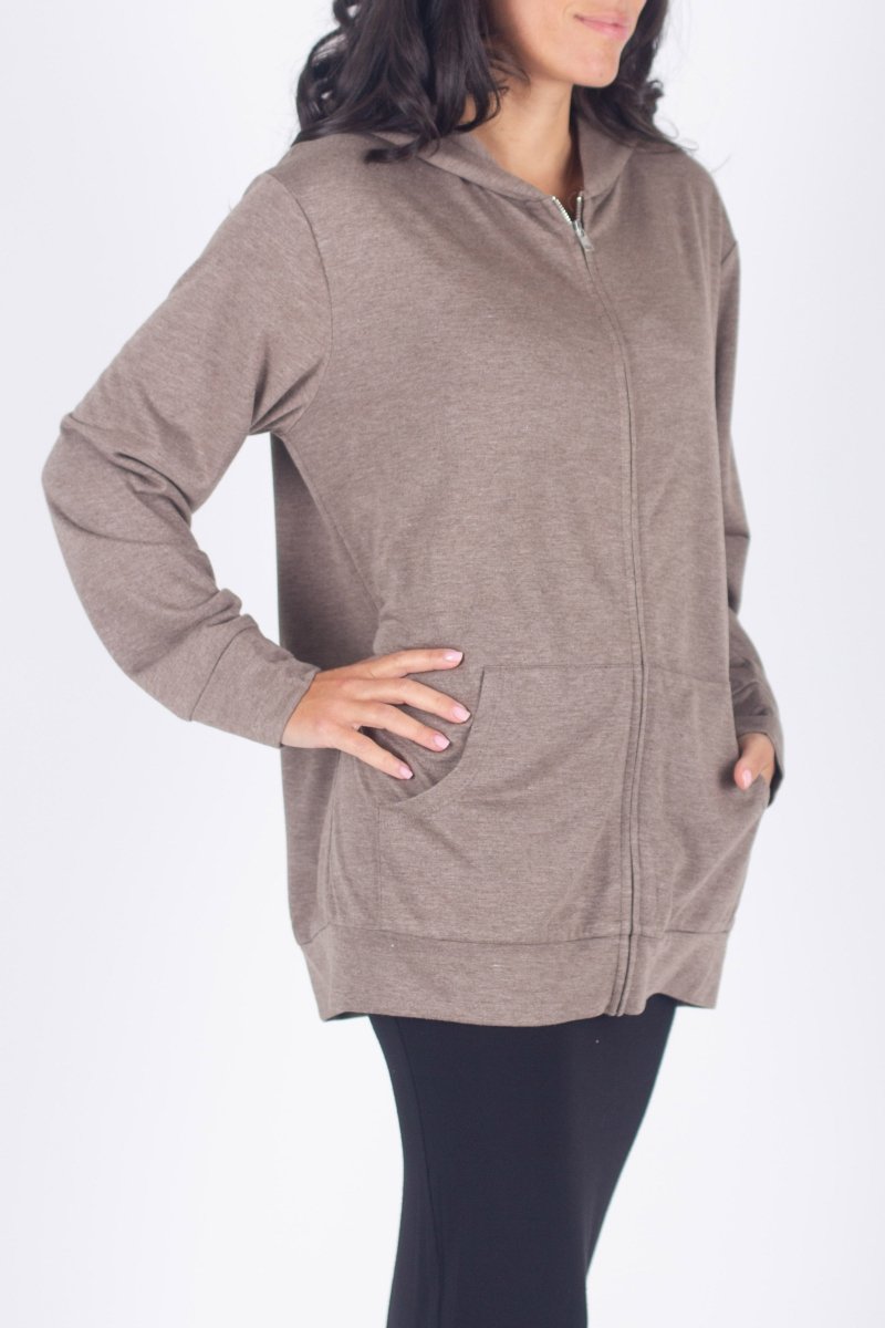 ZIP - UP CARDIGAN (BROWN) - Top - Yakira Bella