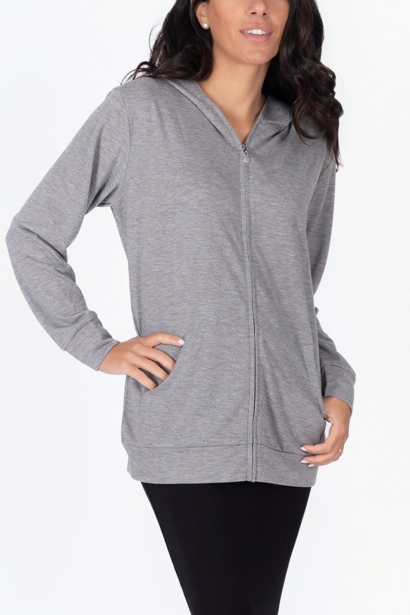 ZIP - UP CARDIGAN (GREY) - Top - Yakira Bella